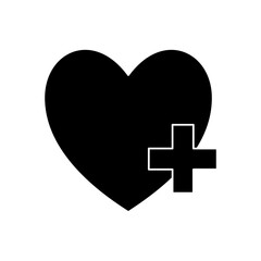 heart with cross silhouette style icon design of Charity and donation theme Vector illustration