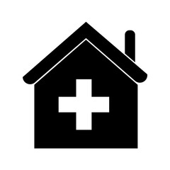 house with cross silhouette style icon design of Charity and donation theme Vector illustration