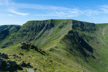 Naklejka premium Swirral Edge and the summit of Helvellyn, the third highest peak in England. 