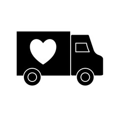truck with heart silhouette style icon design of Charity and donation theme Vector illustration