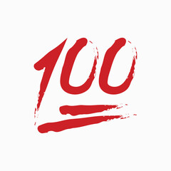 100 crore number vector clipart illustration for badge or sticker. Ink style red one hundred symbol for social media phone app design. 100 points sign for success web tag. Scoreboard element. V1