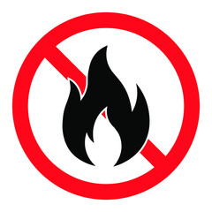 No fire sign flame forbidden beware icon symbol vector illustration