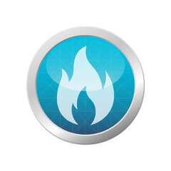 Flames icon light blue shiny circle fire symbol vector illustration