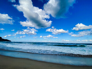 tropical beach with blue sky