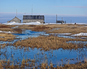 Fototapeta na wymiar Abandoned Tobseda village, Barents Sea coastal area, Russia