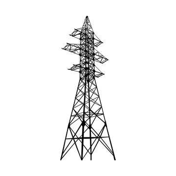 Power transmission tower. Isolated on white. Vector.