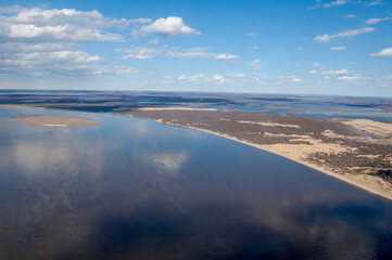 Aerial view of Timan tundra in Barents Sea coastal area, Russia