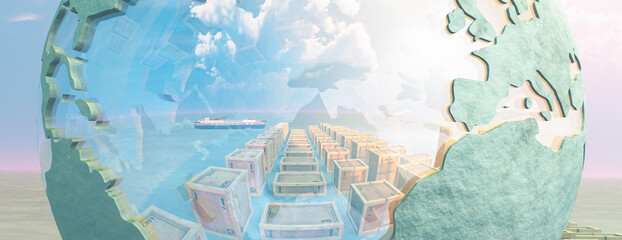 wooden boxes in a warehouse and vehicles dedicated to transport