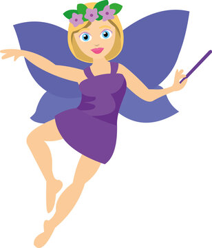 Vector illustration of a cute cartoon fairy
