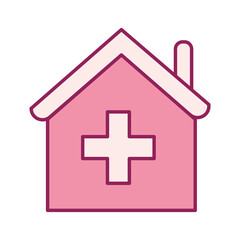Obraz premium house with cross line and fill style icon design of Charity and donation theme Vector illustration