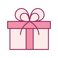 Gift line and fill style icon design, happy birthday celebration decoration party festive and surprise theme Vector illustration