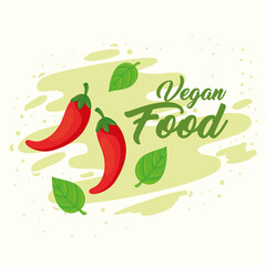 banner of vegan food, with chili peppers vector illustration design