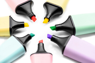 Pastel Highlighters on white background