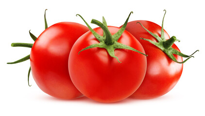 red tomatoes isolated on white with clipping path.
