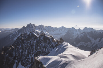 Fototapeta na wymiar French alps mountain Chamonix-Mont-Blanc view from Aiguille du Midi