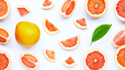 High vitamin C. Juicy grapefruit on white.