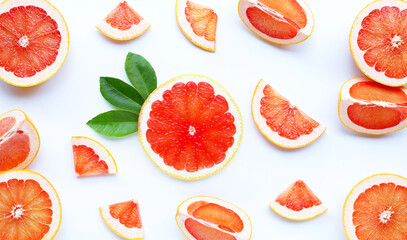 High vitamin C. Juicy grapefruit on white.