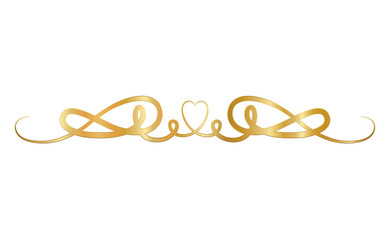 gold ornament in ribbon shaped with heart in center design of Decorative element theme Vector illustration