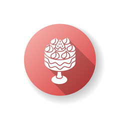 Trifle flat design long shadow glyph icon. Fruit dessert with whipped cream. Classic British cuisine. Traditional English dessert. European sweets. Silhouette RGB color illustration