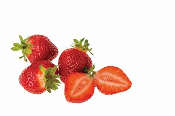 Close up view of fresh red strawberry isolated on white background. Healthy food concept. 