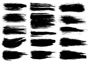 Paint brush. Black ink grunge brush strokes. Vector paintbrush set. Grunge design elements. Painted ink stripes