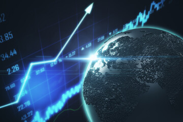 Fototapeta premium Creative globe with digital business interface.