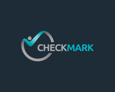 minimal check people logo template - vector illustration