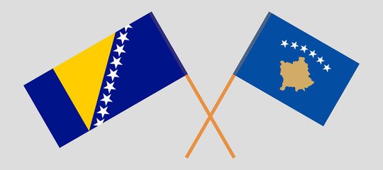 Crossed flags of Bosnia and Herzegovina and Kosovo