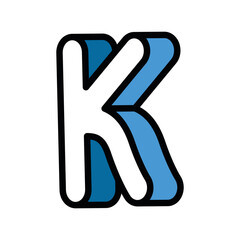 3d k letter design, lettering typography retro and comic theme Vector illustration