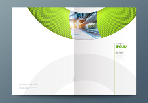 Business Report Cover Layouts with Green Modern Circles