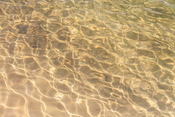 Fototapeta na wymiar Sandy bottom under a layer of water texture background