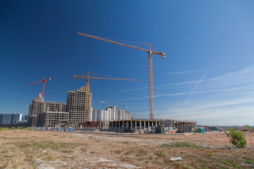 Fototapeta na wymiar Construction site of new apartment house in desert