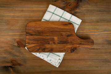 Old Wood Cutting Board with a Rustic Napkin Mockup
