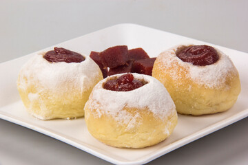 Sweet bread stuffed with guava jam