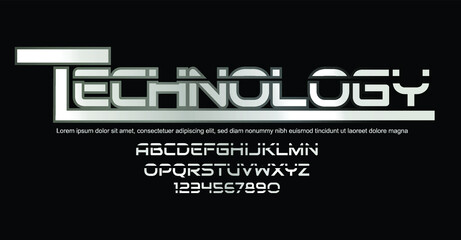 Abstract technology science alphabet font. digital space typography vector illustration design. typography of technology words. Elegant modern style fonts