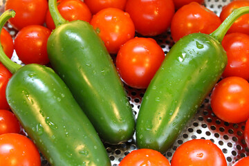 jalapenos and cherry tomatoes closeup