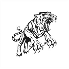 Tiger logo emblem template mascot symbol for business or shirt design. Vector Vintage Design Element, Tiger Face logo emblema modello mascotte simbolo per business o camicia design. 