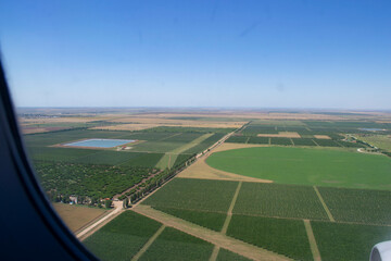 Agricultural landscape from the plane window.
