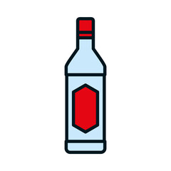 bottle of vodka icon, line and fill style