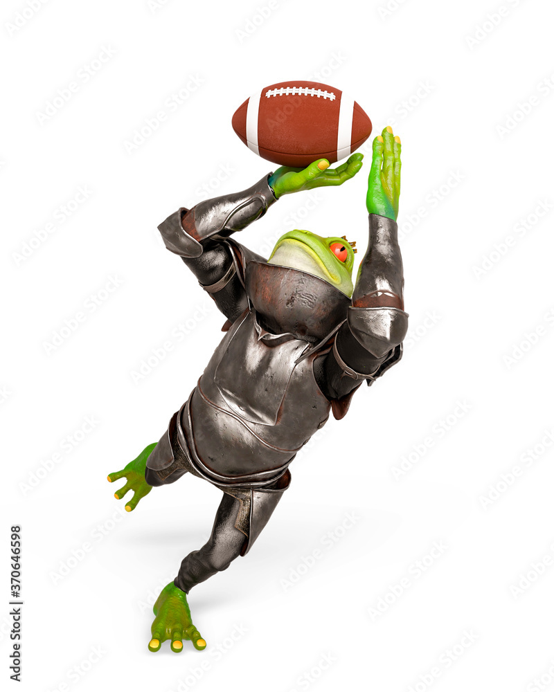 Wall mural lord frog is playing american football in white background