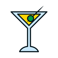 martini cocktail icon, line and fill style