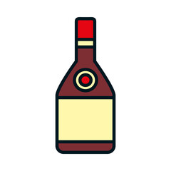 liquor bottle of whisky icon, line and fill style