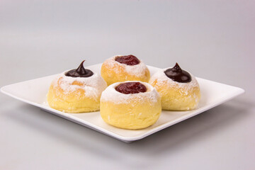 Sweet bread stuffed with guava jam and dulce de leche (doce de leite), traditional Brazilian sweet.