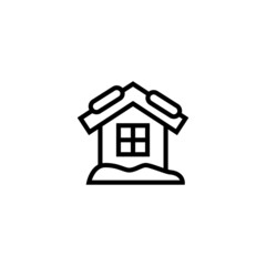 Snow house Icon  in black line style icon, style isolated on white background