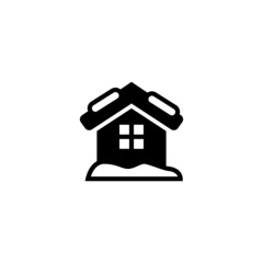 Snow house Icon in black flat glyph, filled style isolated on white background