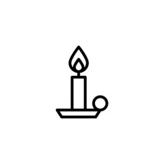 Candle light icon  in black line style icon, style isolated on white background