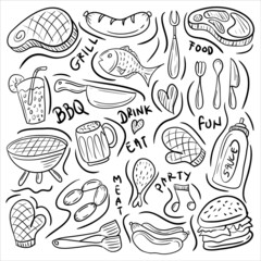 Barbecue - BBQ doodles vector illustration with hand drawn vector, New, trendy and cute design
