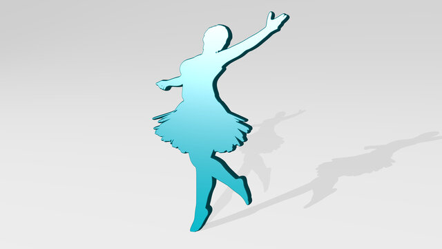 dancer 3D icon casting shadow. 3D illustration. dancing and beautiful