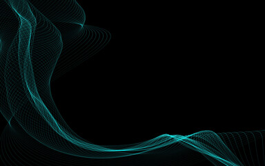 Dark abstract background with a glowing abstract waves