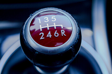 Manual transmission shift selector vor a luxury vehicle. 